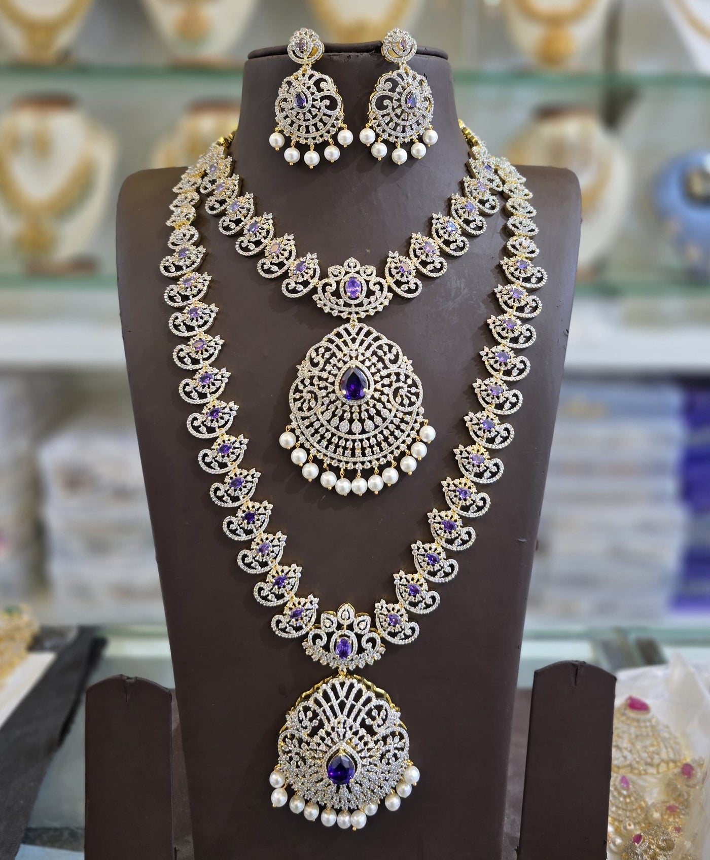 American Diamond Stones Bridal Combo Set