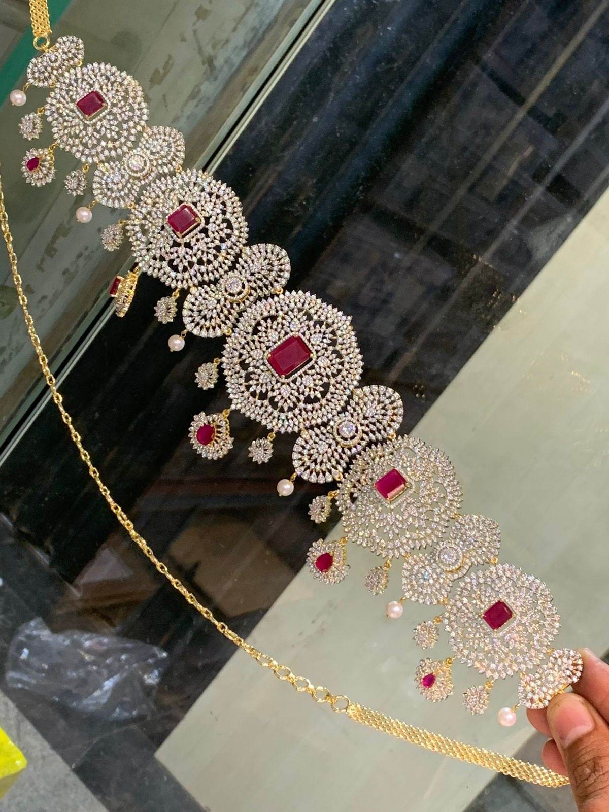 American Diamond Stones Bridal Hip Chain - Nakshatra Jewels