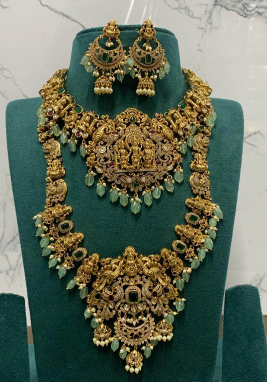 Nakshi Work with AD stones Bridal combo set - Nakshatra Jewels