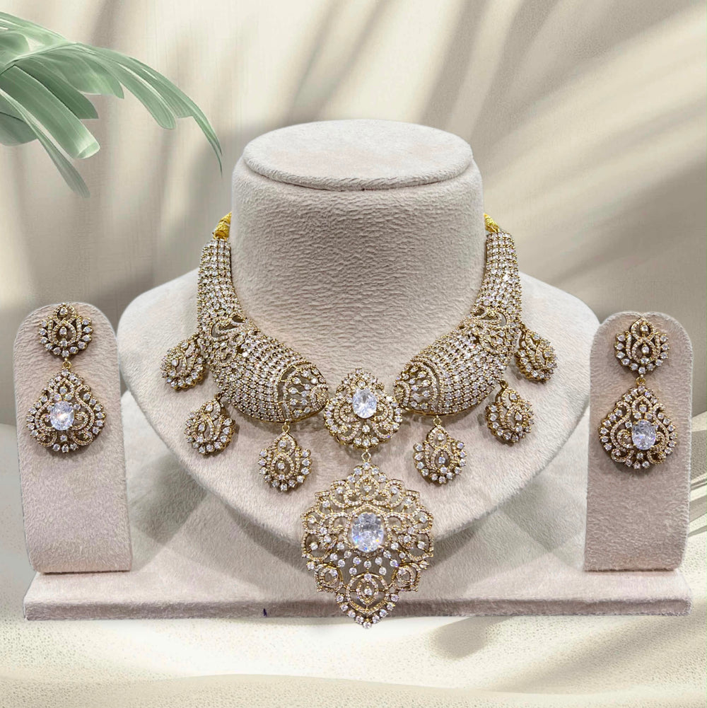 Victorian Polish with AD Stones Bridal Neck Set
