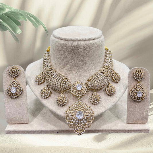 Victorian Polish with AD Stones Bridal Neck Set