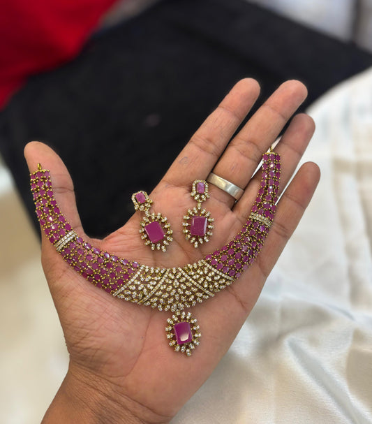 Victorian Polish AD Stones Necklace