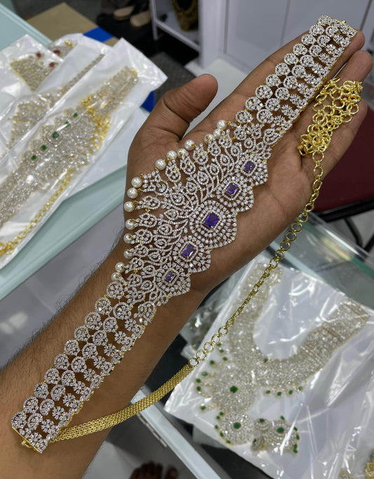 American Diamond Stones Hip Chain - Nakshatra Jewels
