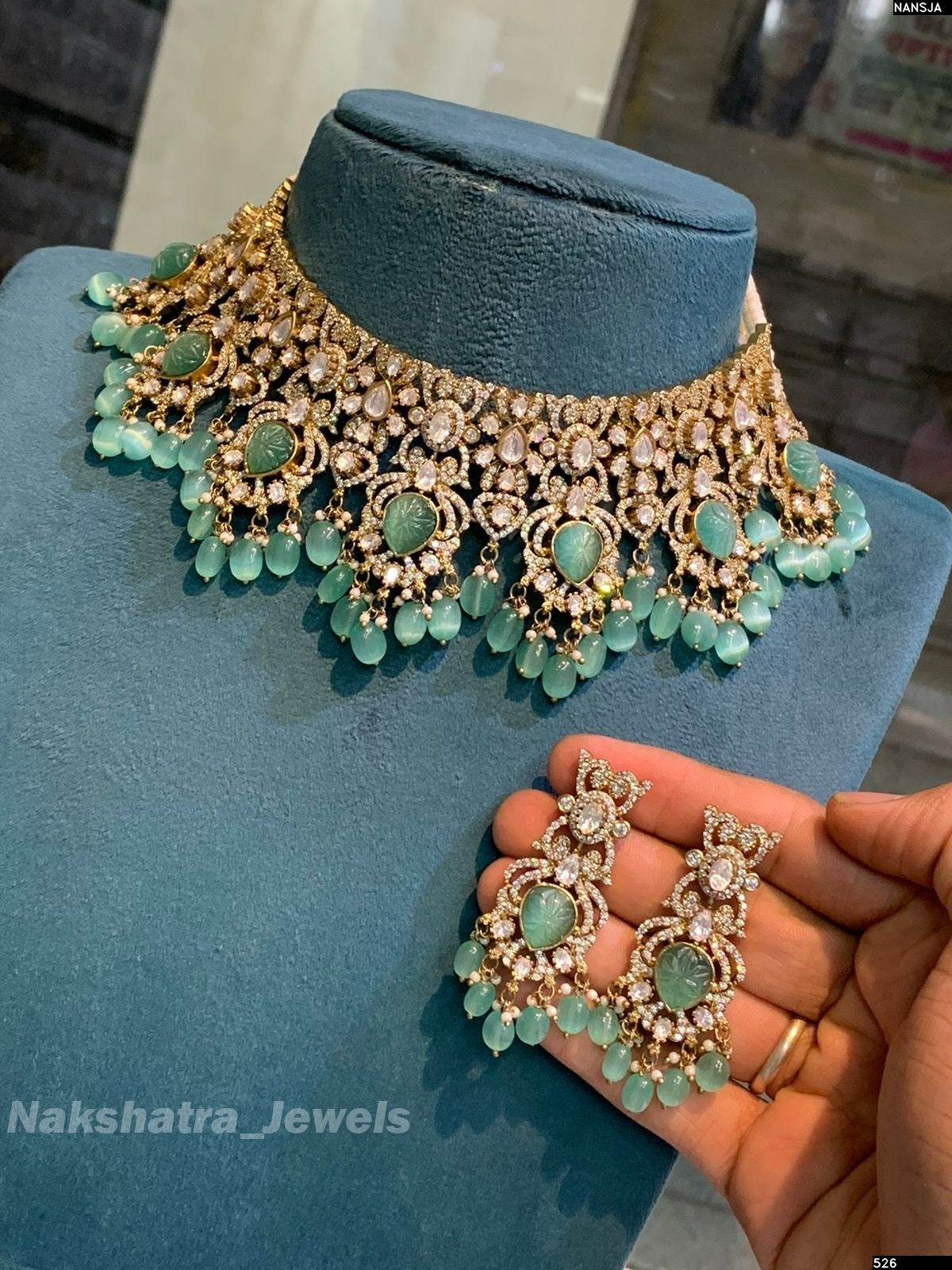 Victorian Polish with Moissanite Stones Bridal Choker