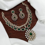 Victorian Polish AD Stones Layer Necklace - Nakshatra Jewels