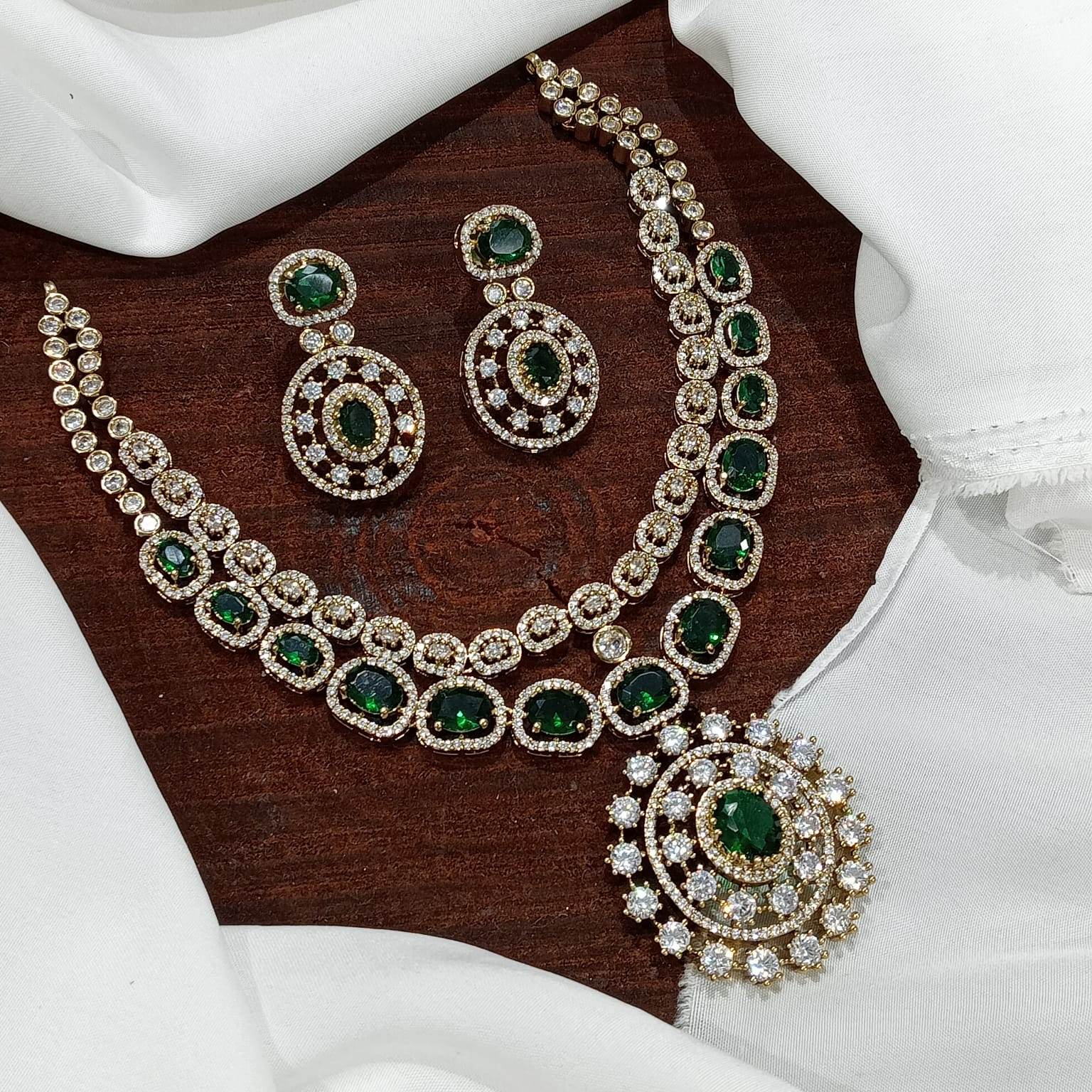 Victorian Polish AD Stones Layer Necklace - Nakshatra Jewels