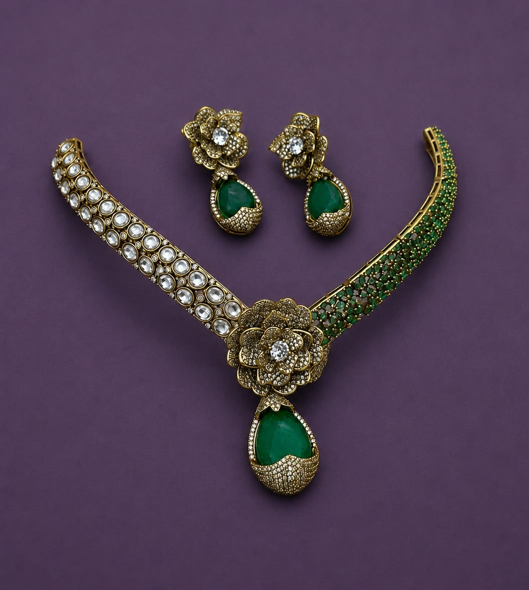 Victorian Polish with AD Stones Necklace