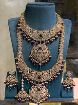 Victorian Polish with AD Stones Bridal Combo Set - Nakshatra Jewels