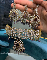 Victorian Polish with Moissanite Stones Bridal Choker - Nakshatra Jewels