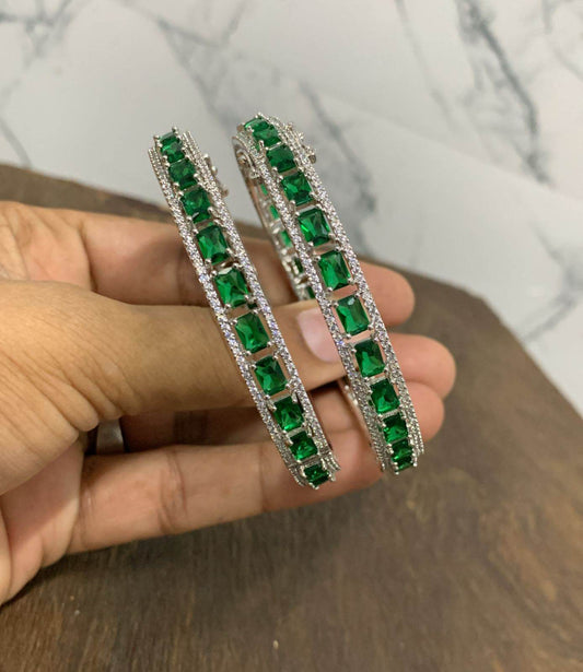 Victorian Polish AD Stone Bangles(Openable) - Nakshatra Jewels