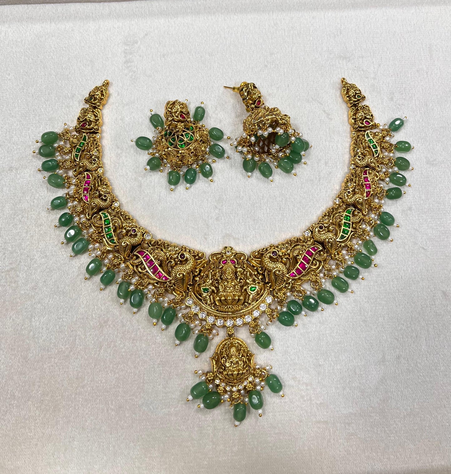Nakshi Work with AD and Kundan Stones Bridal Necklace