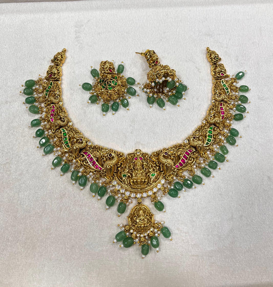 Nakshi Work with AD and Kundan Stones Bridal Necklace