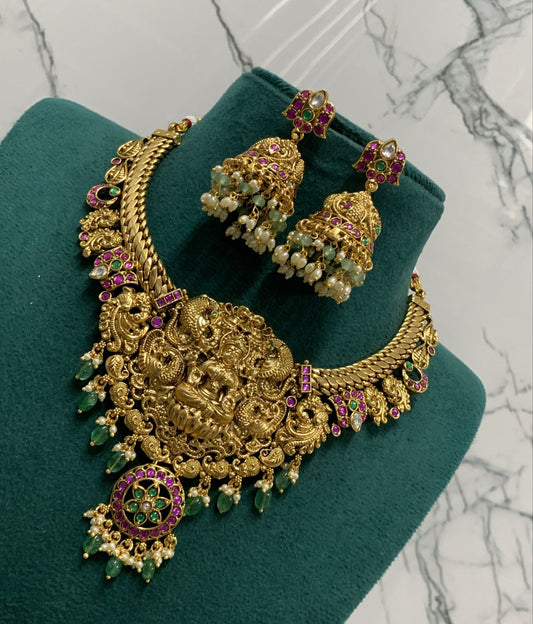 Nakshi Work with Jaadu Kundan Stones Bridal Necklace