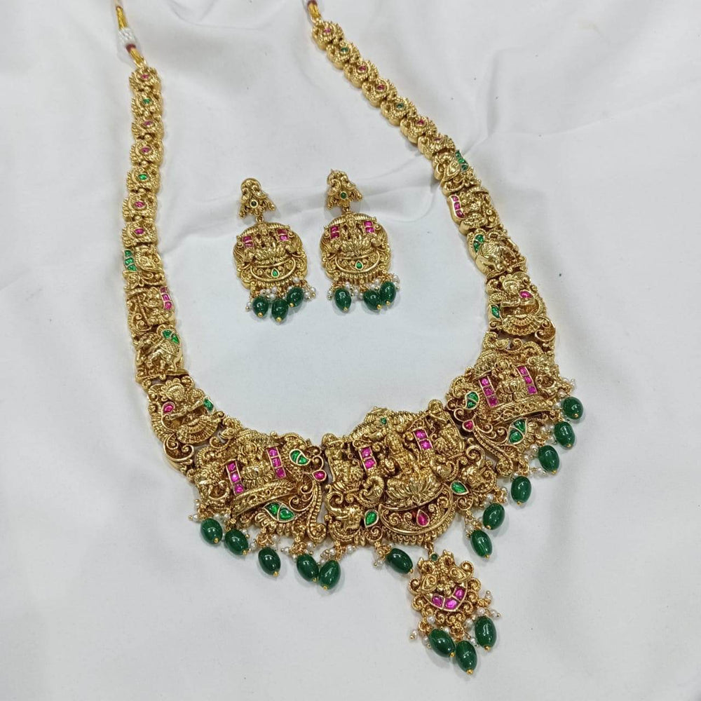 Nakshi work with Jadau Kundan & AD Stones Haram - Nakshatra Jewels