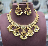 Nakshi Work with AD and Kempu Stones Necklace