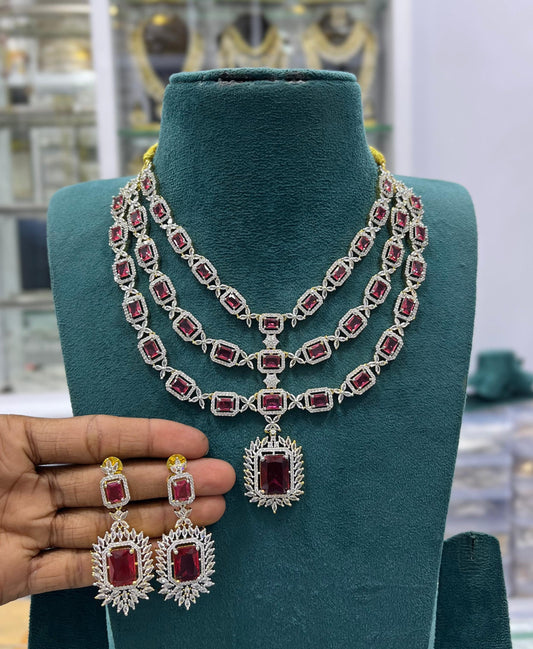 American Diamond Stones Layer Necklace