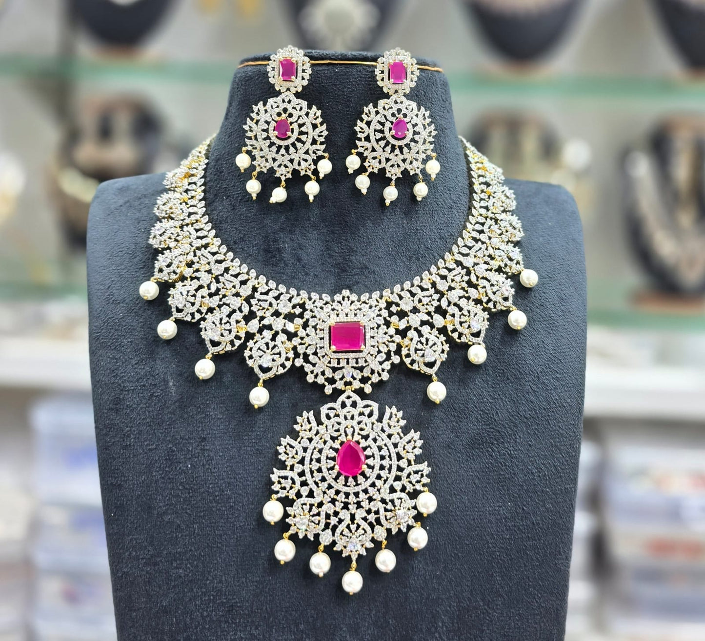 American Diamond Stones Bridal Necklace