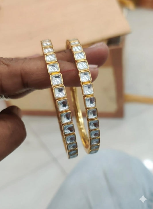 Kundan Mossianite Stone Bangles