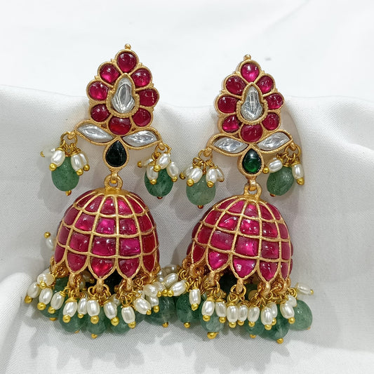 Jaadu Kundan Stones Bridal Earrings