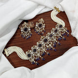 Victorian Polish with Moissanite Stones Choker - Nakshatra Jewels
