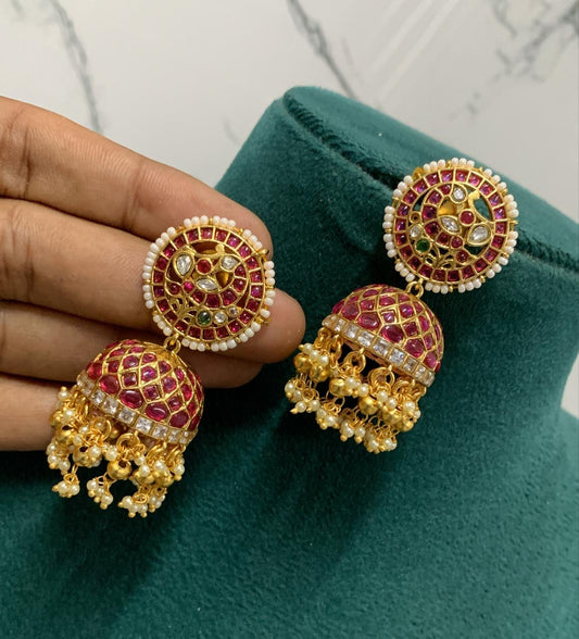 Premium Matt with Kempu Stones Earrings