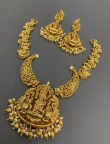 Nagasi Work with Kempu Stones Necklace - Nakshatra Jewels
