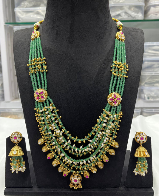 Semi Precious Beads Haram with Kundan Stones