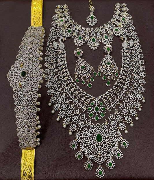 American Diamond Stones Bridal Combo set - Nakshatra Jewels