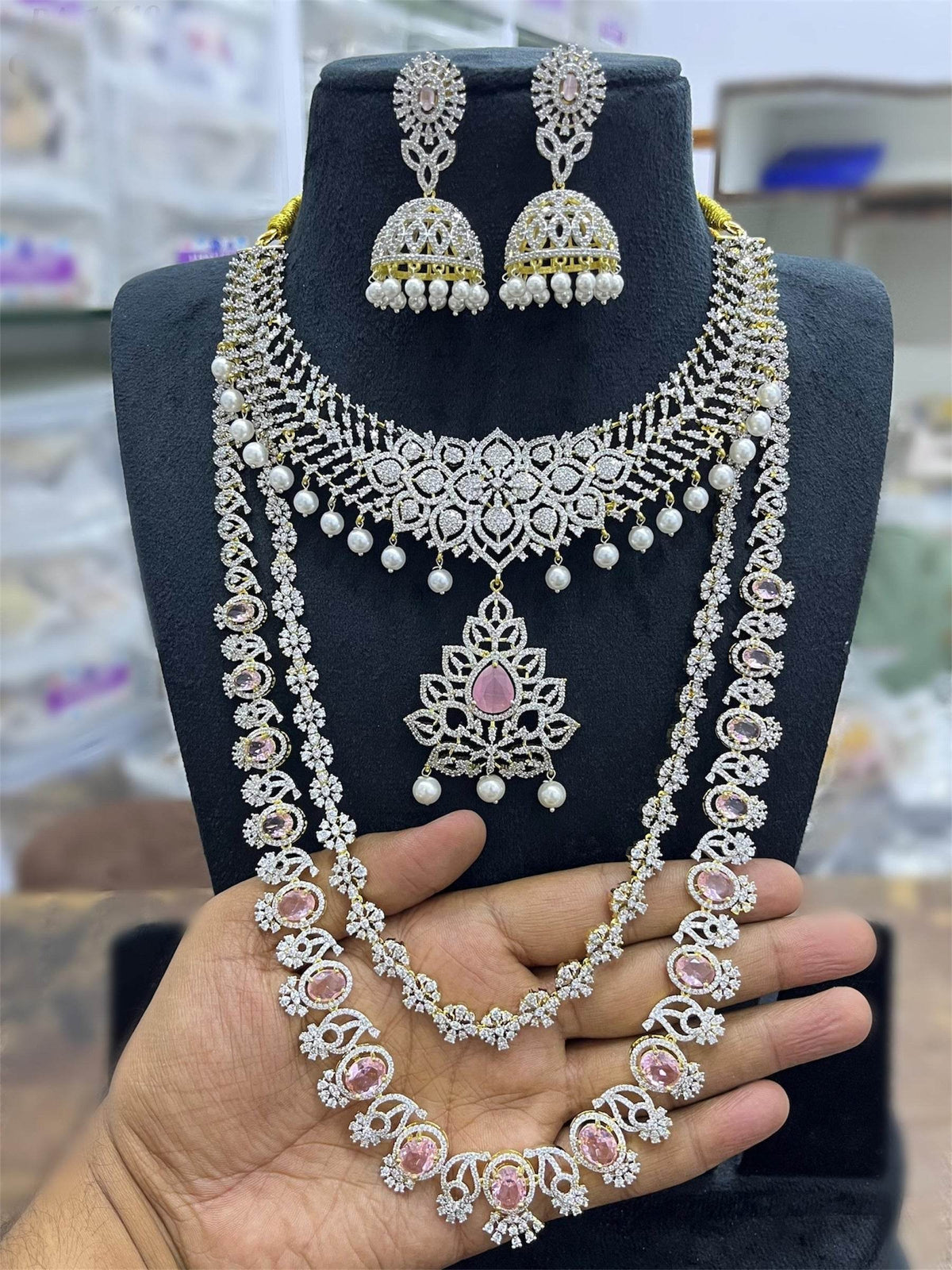 American Diamond Stones Bridal Combo Set