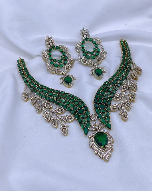 Victorian Polish AD Stones Bridal Neck Set