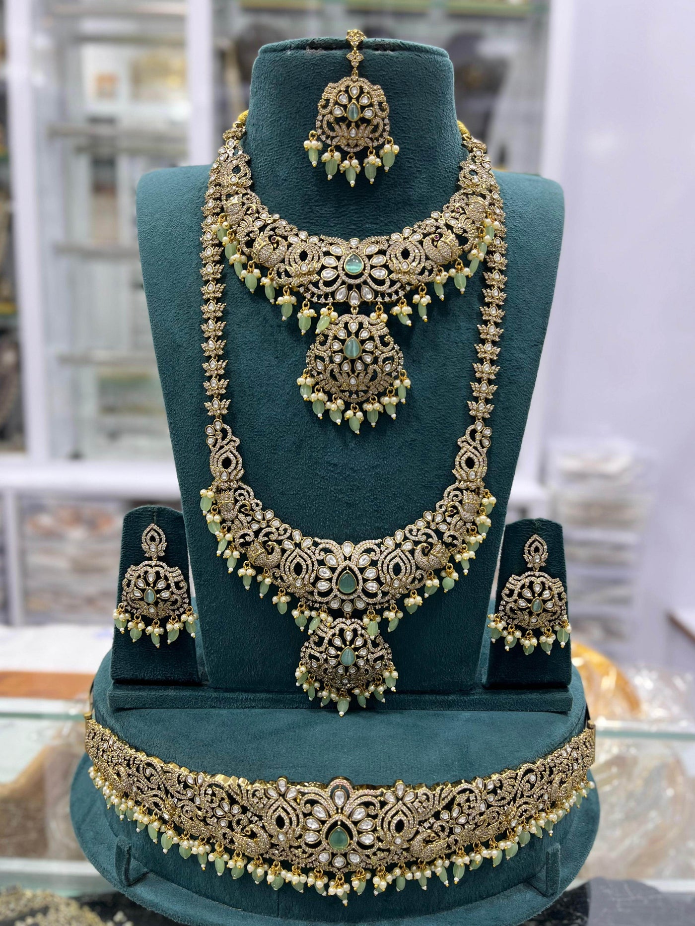 Victorian Polish AD Stones Bridal Set