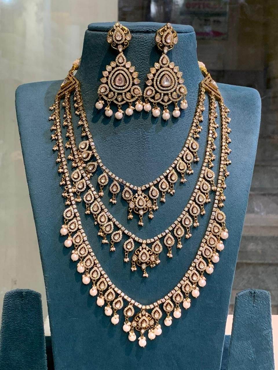 Victorian Polish with Moissanite Stones Layer Haram set