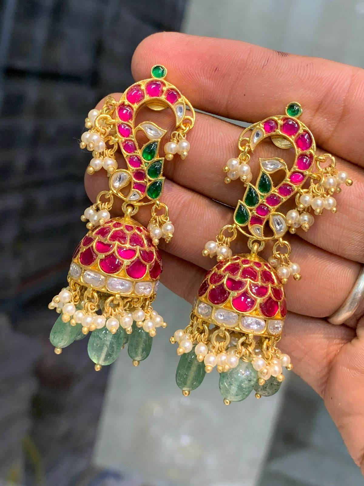 Jaadu Kundan Stones Bridal Earrings