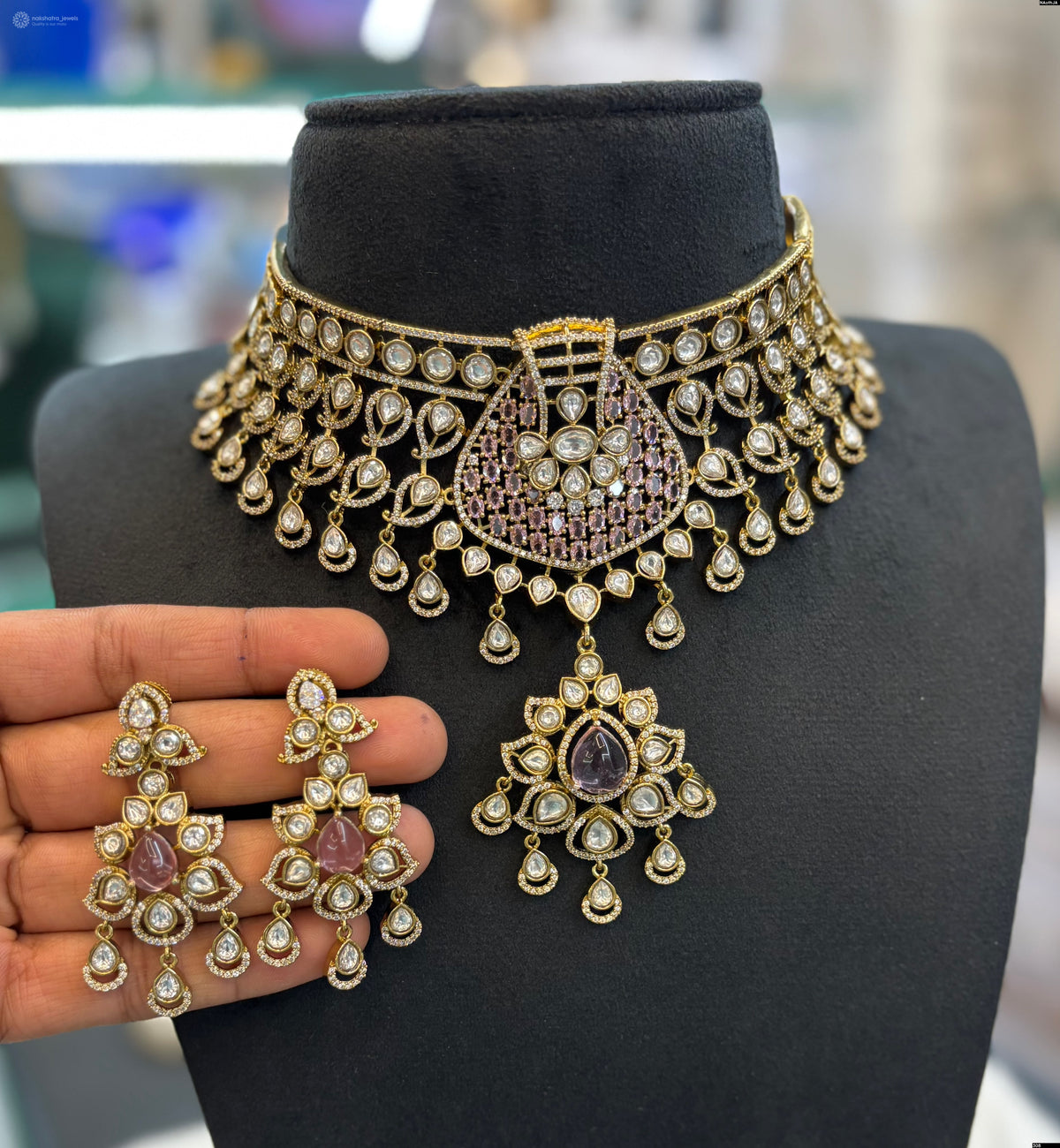 Victorian Polish AD Stones Bridal Choker