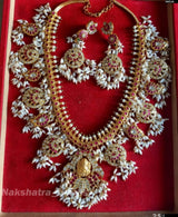Jaadu Kundan Stones with Rice pearls Bridal Haram - Nakshatra Jewels