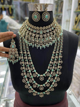 Victorian Polish with Moissanite Stones Bridal Combo set - Nakshatra Jewels