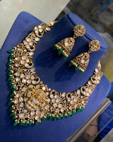 Victorian Polish with AD & Moissanite Stones Bridal Necklace - Nakshatra Jewels
