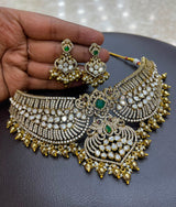Victorian Polish with AD & Mossianite Stones Bridal Choker