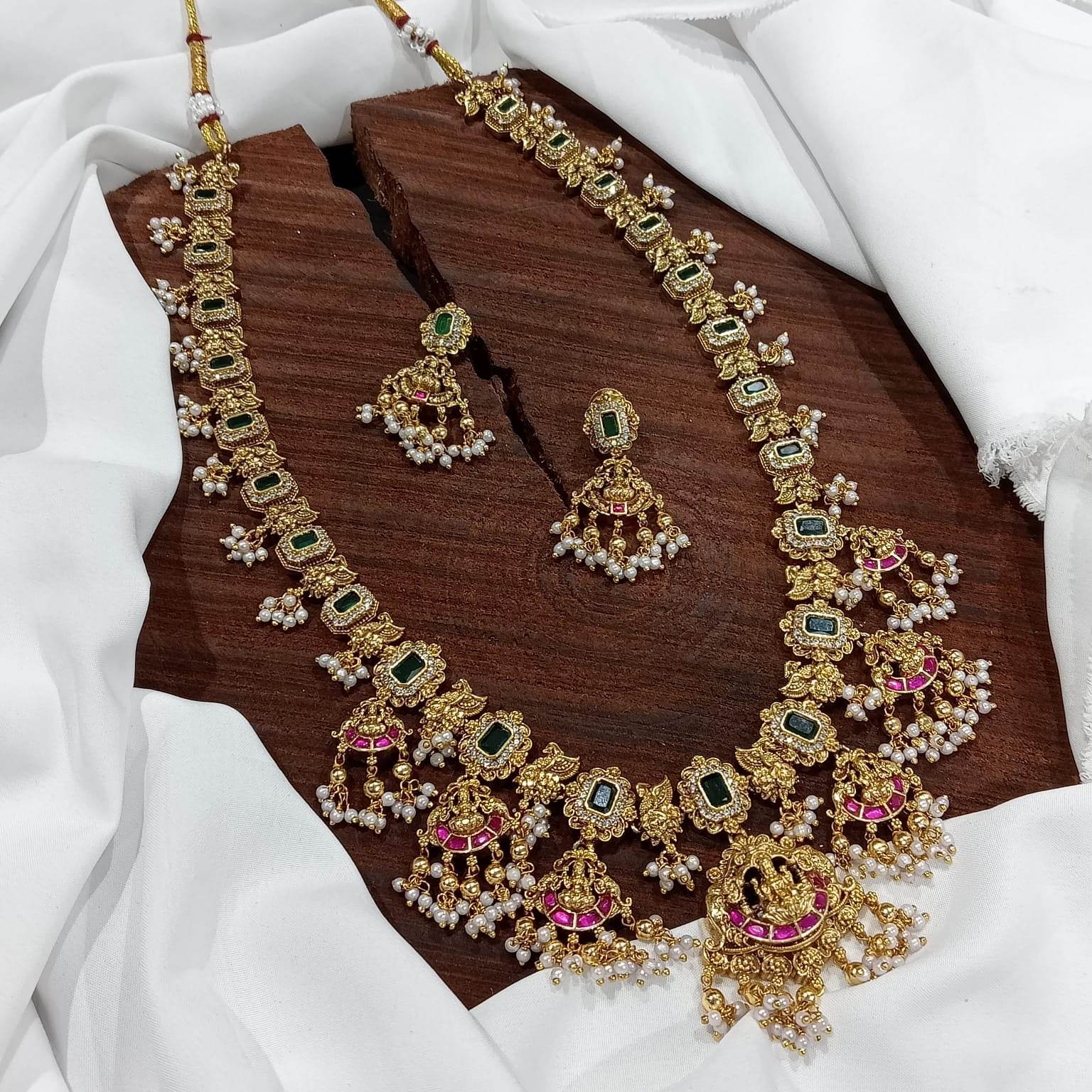 Nakshi Work with Jaadu Kundan Stones Bridal Haram - Nakshatra Jewels