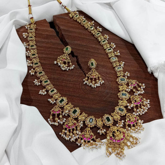 Nakshi Work with Jaadu Kundan Stones Bridal Haram - Nakshatra Jewels