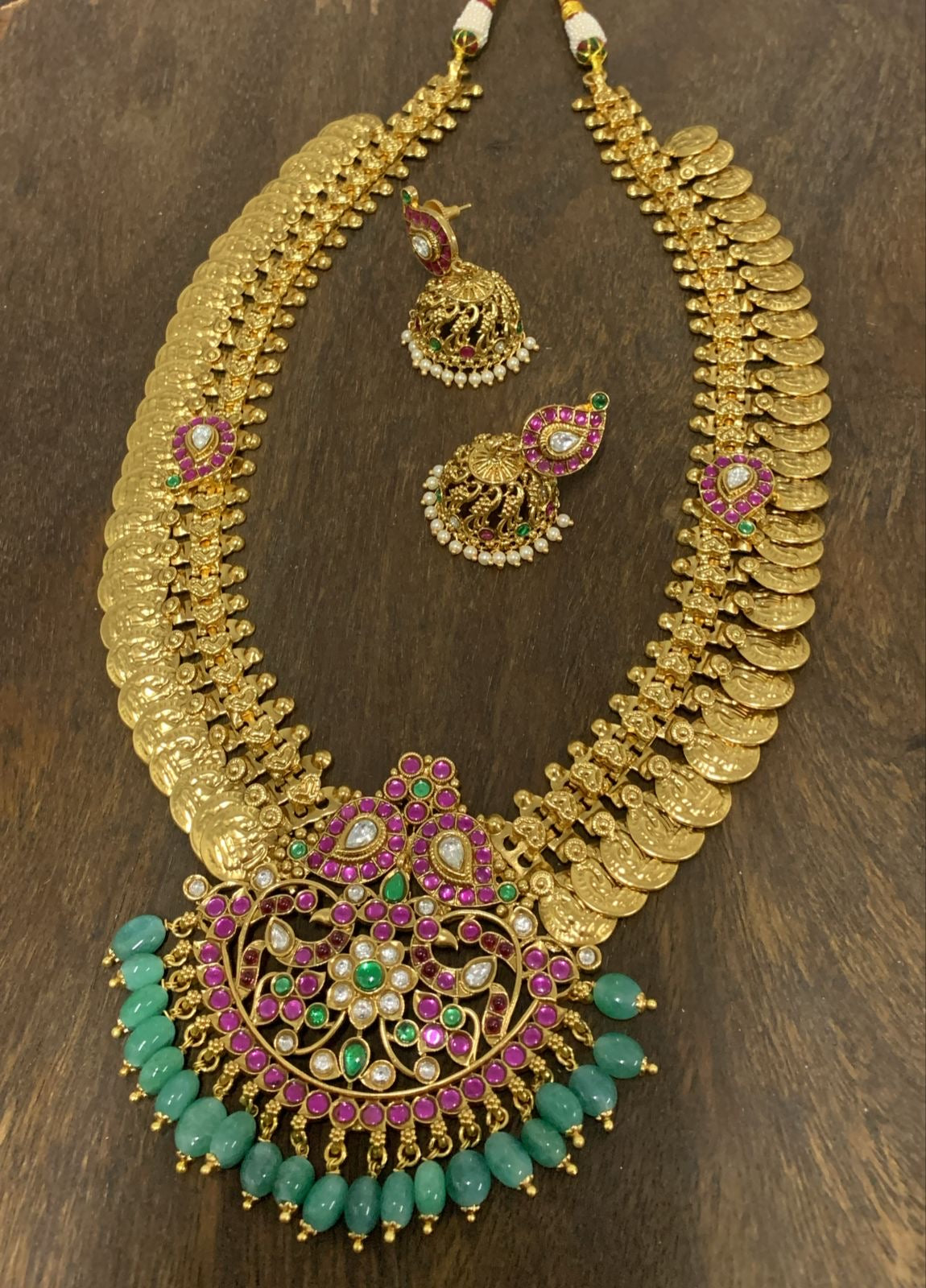 Nakshi Work with Kempu Stones Bridal Haram