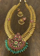 Nakshi Work with Kempu Stones Bridal Haram