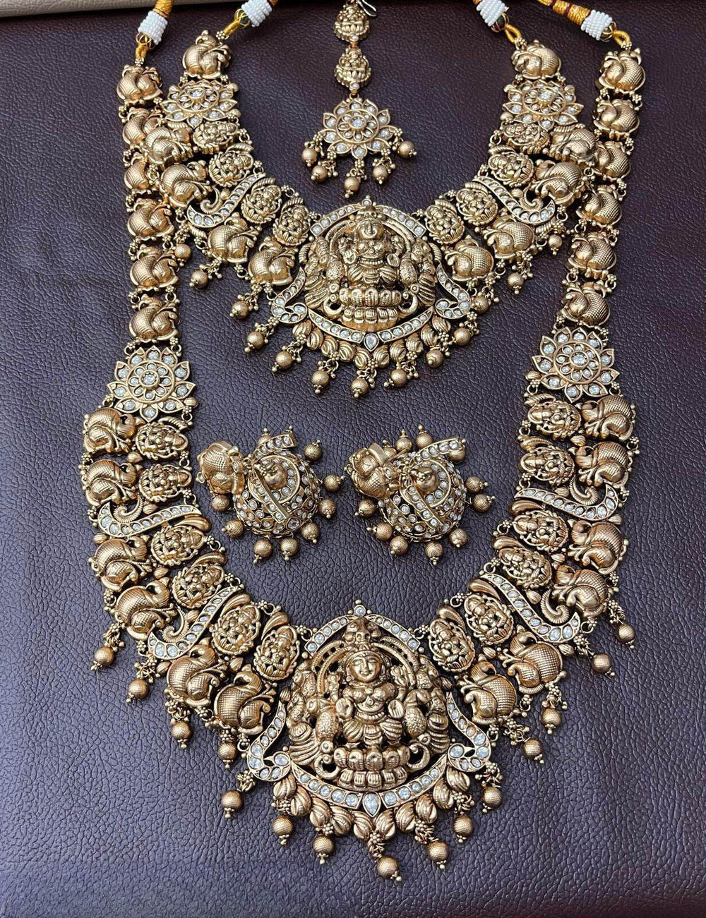 Nakshi Work with Kempu Stones Bridal Combo Set - Nakshatra Jewels