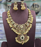 Premium Matt with Kempu Stones Necklace