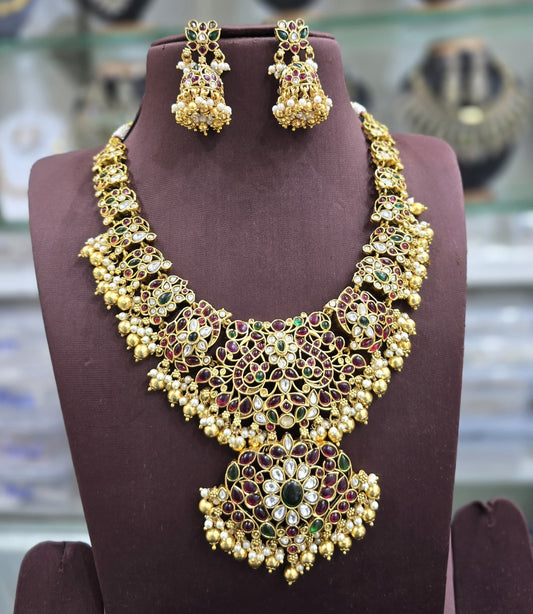 Premium Matt with Kempu Stones Necklace