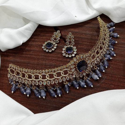 Victorian Polish with AD Stones Choker - Nakshatra Jewels