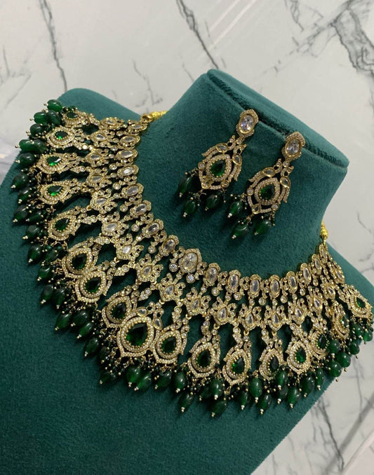 Victorian Polish with AD Stones Bridal Choker - Nakshatra Jewels
