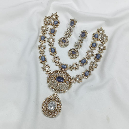 Victorian Polish with Moissanite & AD Stones Bridal Necklace