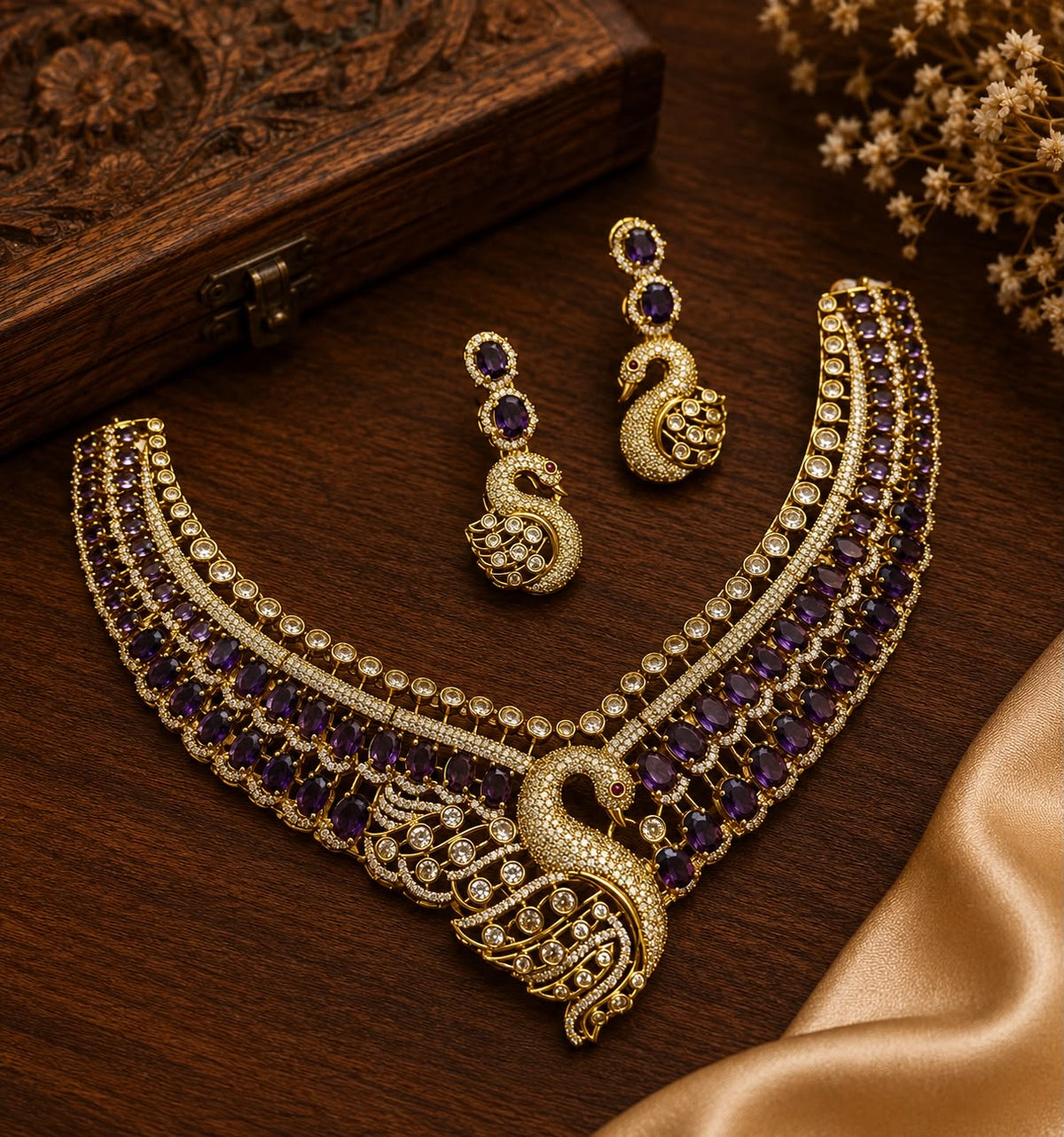 Victorian Polish with AD Stones Necklace