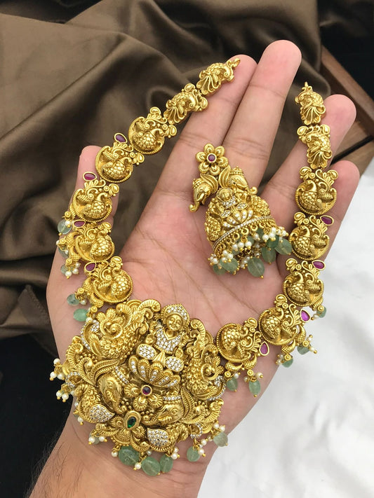 Nakshi Work with AD Stones Bridal Necklace